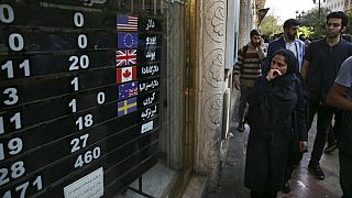 An exchange shop, in downtown Tehran, Iran