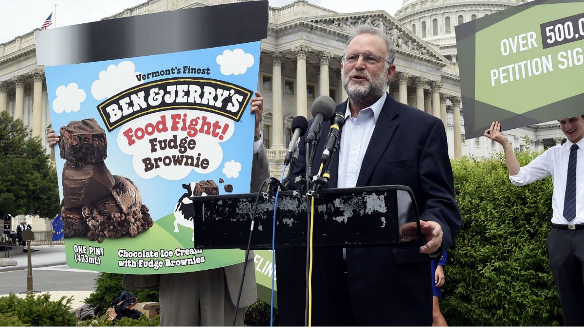 Ben & Jerry's co-founder Jerry Greenfield speaks on Capitol Hill in Washington