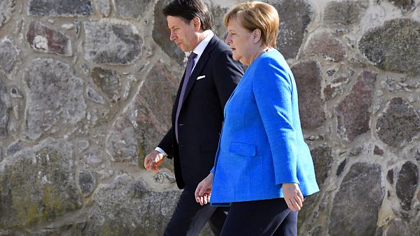 Le Premier ministre italien Giuseppe Conte et la Chancelière allemande Angela Merkel Le Premier ministre italien Giuseppe Conte et la Chancelière allemande Angela Merkel