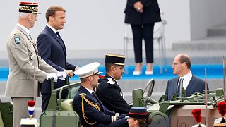 Le président français, Emmanuel Macron, à son arrivée place de la Concorde à Paris à l'occasion du 14 juillet 2020
