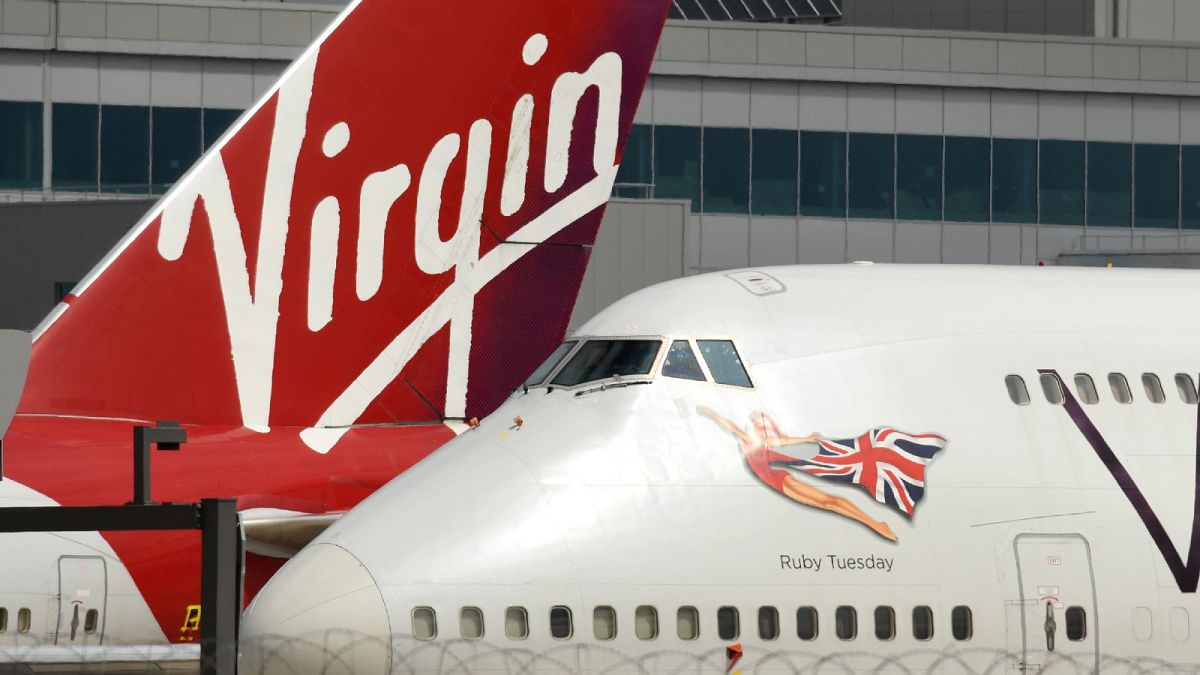 Virgin Atlantic Airline planes at the Manchester Airport in north-west England, on June 8, 2020