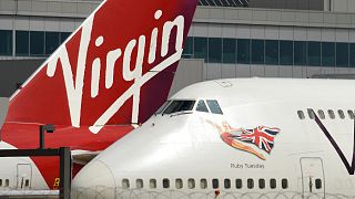 Virgin Atlantic Airline planes at the Manchester Airport in north-west England, on June 8, 2020