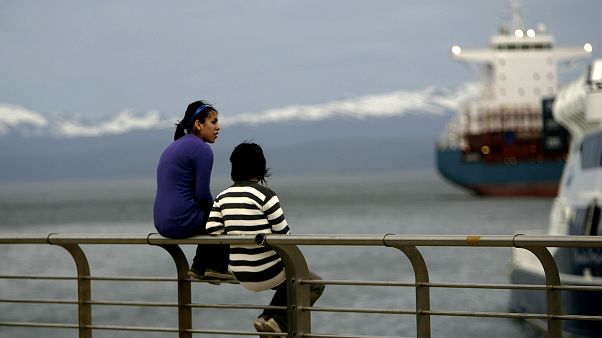 Foto d'archivio scattata nel 2007 a Ushuaia, il centro urbano più a sud in Argentina Foto d'archivio scattata nel 2007 a Ushuaia, il centro urbano più a sud in Argentina