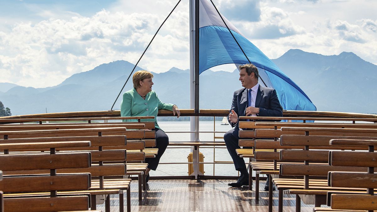 Merkel trifft Söder, staatsmännische Inszenierung am Chiemsee