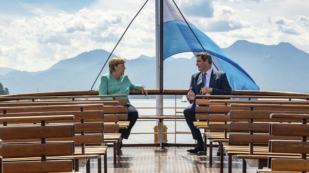 Merkel trifft Söder, staatsmännische Inszenierung am Chiemsee Merkel trifft Söder, staatsmännische Inszenierung am Chiemsee