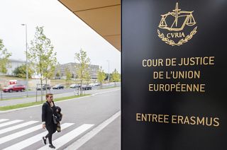 The entrance to the European Court of Justice in Luxembourg.