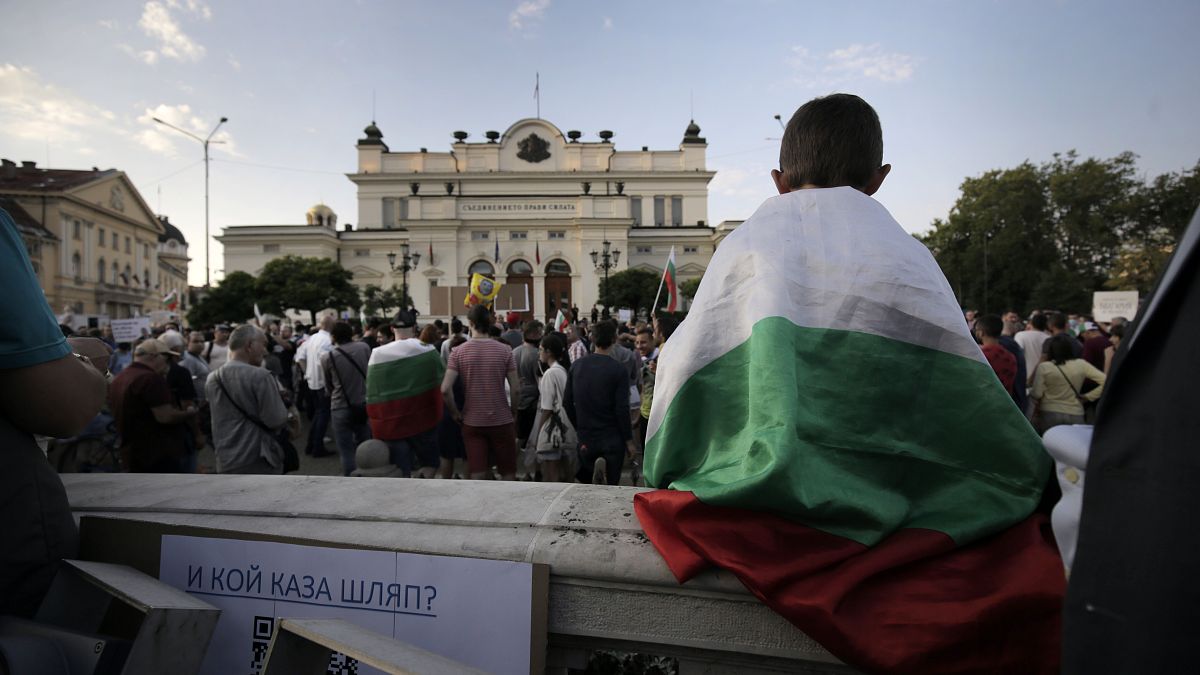 Протест у здания правительства Болгарии
