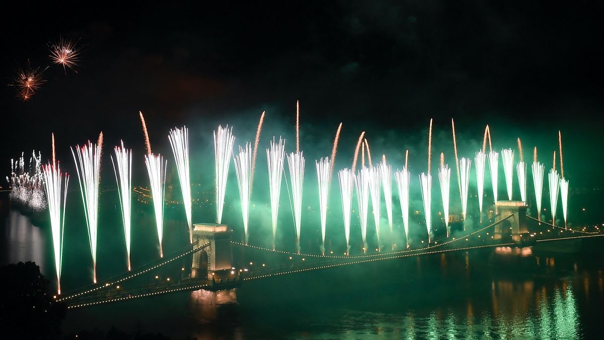 Tűzijáték a Duna felett Budapesten, 2018. augusztus 20-án