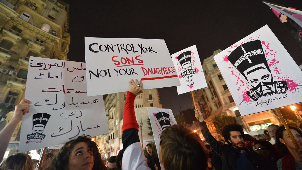 متظاهرون ينددون بالتحرش الجنسي في العاصمة المصرية القاهرة