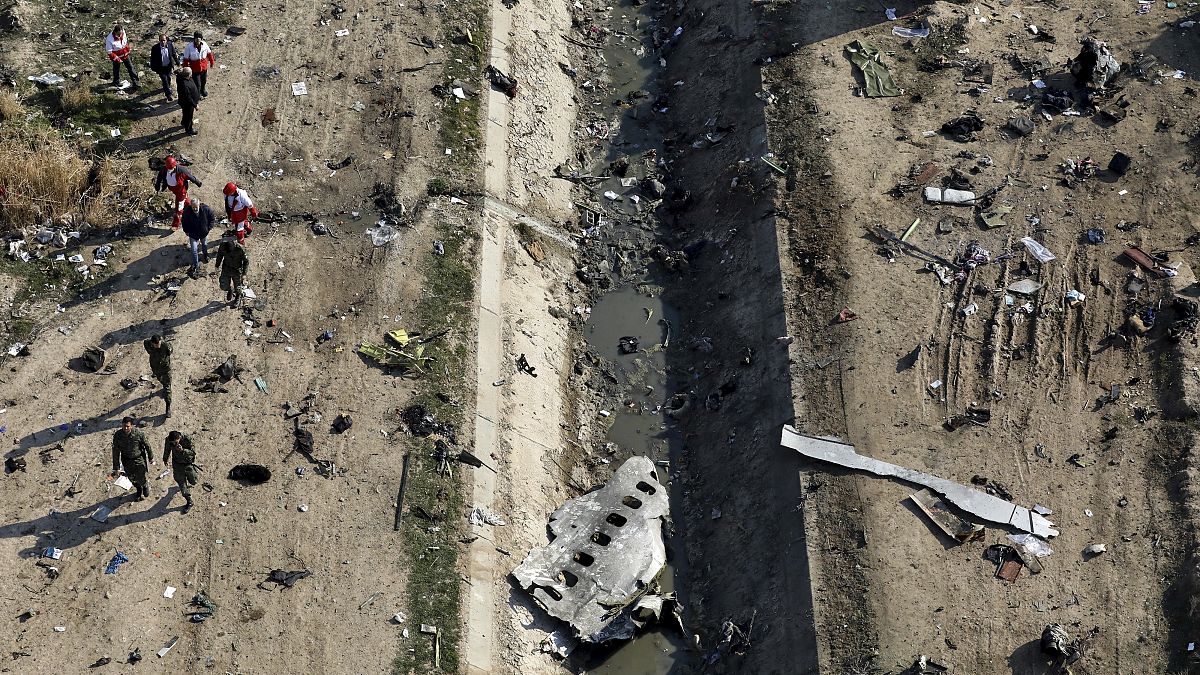 İran'da füzeyle düşürülen uçağın parçaları