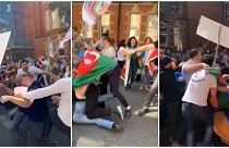 Londra'da Azeri ve Ermeni göstericiler arasında arbede