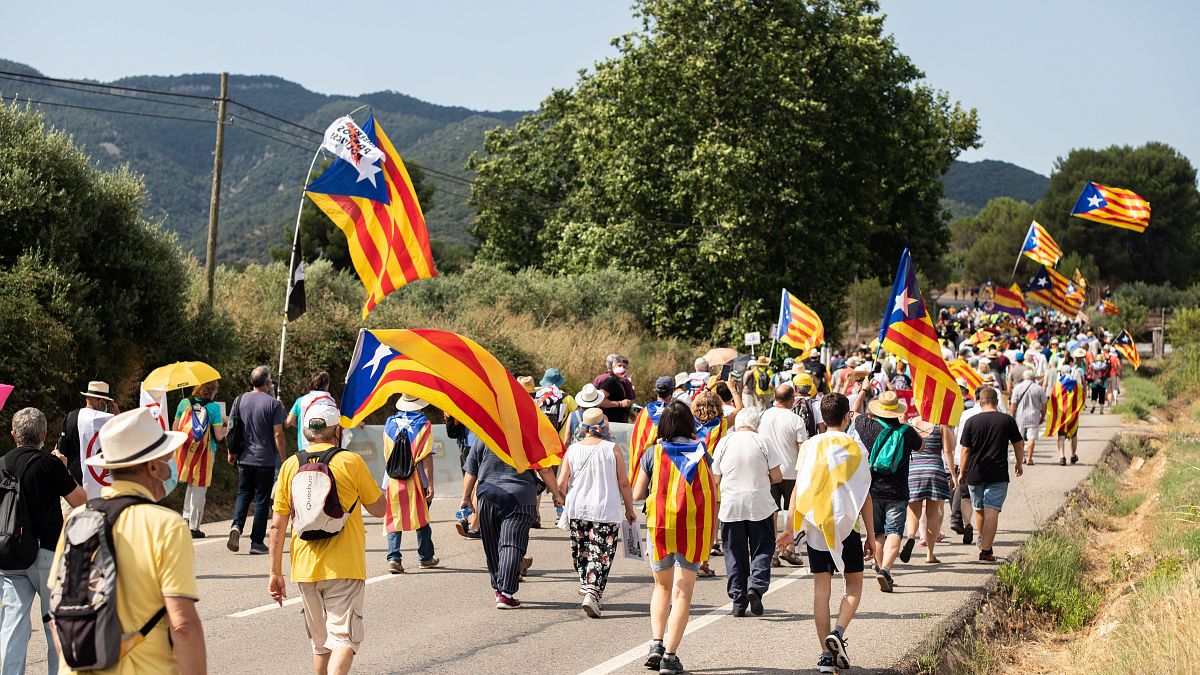 Manifestación contra la visita real a Cataluña