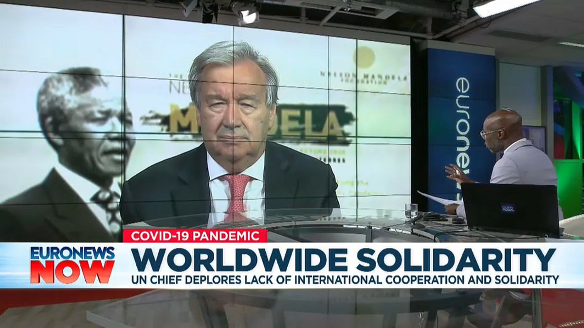 Euronews presenter Tokunbo Salako interviewing UN Secretary General António Guterres -