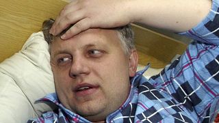 Journalist Pavel Sheremet at a hospital in Minsk, Belarus, after he was found badly beaten on Oct. 18, 2004