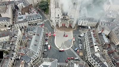Fire hits 15th-century cathedral in western French city of Nantes