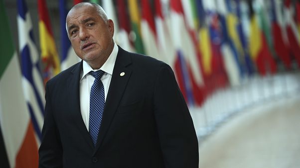 Bulgaria's Prime Minister Boyko Borissov makes a statement on arrival for an EU summit in Brussels, Monday, July 20, 2020. Bulgaria's Prime Minister Boyko Borissov makes a statement on arrival for an EU summit in Brussels, Monday, July 20, 2020.
