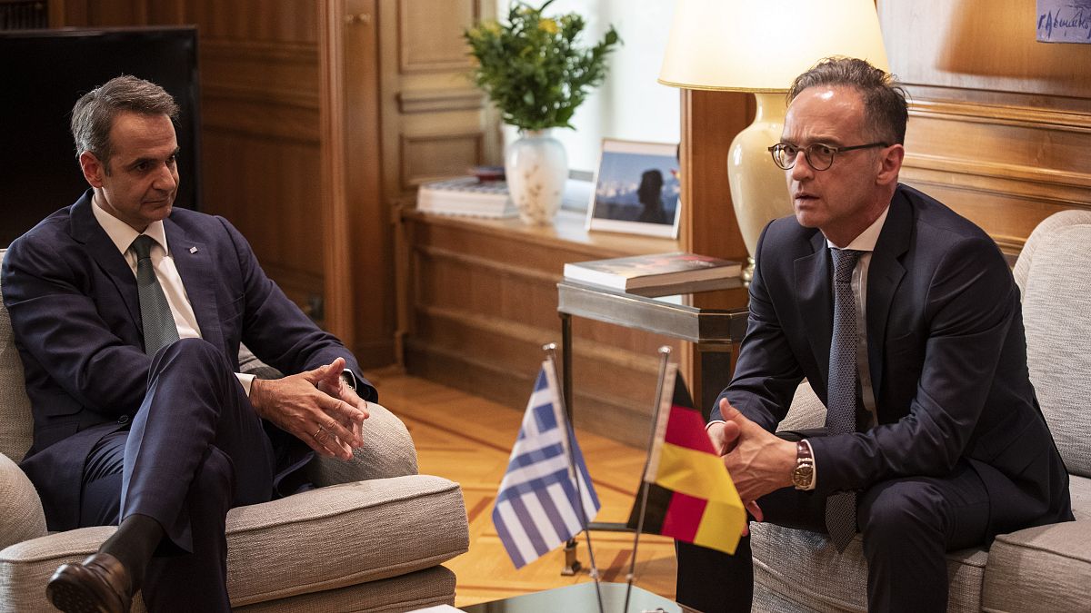 Bundesaußenminister Heiko Maas und der griechische Ministerpräsident Kyriakos Mitsotakis bei Gesprächen in Athen 