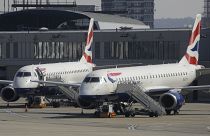 British Airways planes parked up at London City Airport, in east London, Thursday, March 26, 2020.