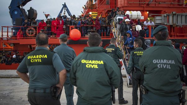 Foto de archivo de inmigrantes llegando al sur de España Foto de archivo de inmigrantes llegando al sur de España