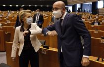 Ursula von der Leyen et Charles Michel au parlement européen, Bruxelles, le 23 juillet 2020