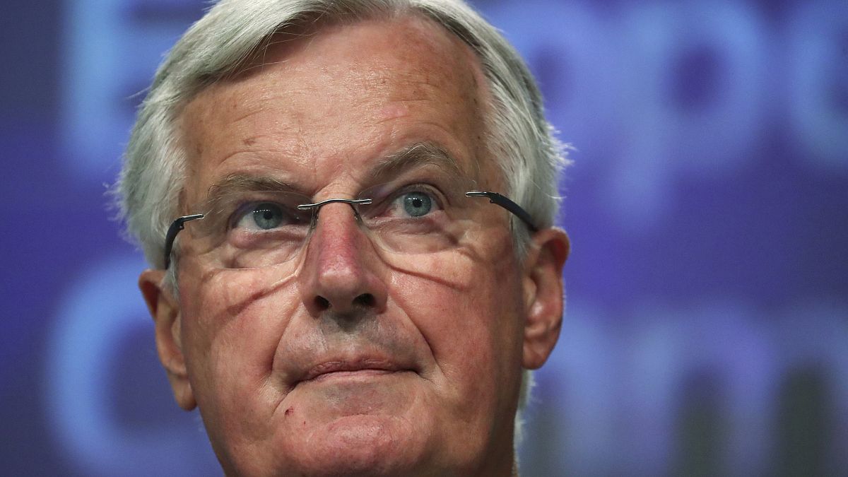 European Union's chief Brexit negotiator Michel Barnier gives a news conference after Brexit talks, in Brussels, Belgium, Friday, June 5, 2020.