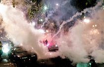 Smoke fills the sky as federal officers use chemical irritants and crowd control munitions to disperse Black Lives Matter protesters in Portland, Oregon, USA. July 22, 2020