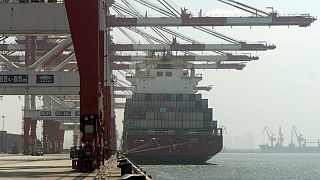  A cargo ship is docked a port in Yingkou in northeastern China's Liaoning Province