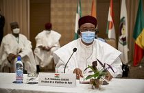 Mahamadou Issoufou, président du Niger à l'issue du sommet qui s'est tenu à Bamako au Mali, le 23 juillet 2020