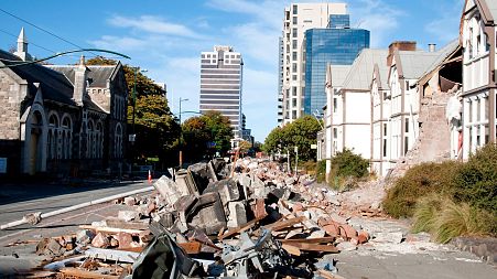 A street after the deadly earthquake in Christchurch, New Zealand where 185 people were killed in 2011.