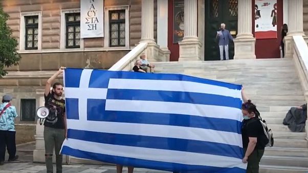 Protest in Athens over Hagia Sophia's reconvertion into a mosque, July 24, 2020 Protest in Athens over Hagia Sophia's reconvertion into a mosque, July 24, 2020