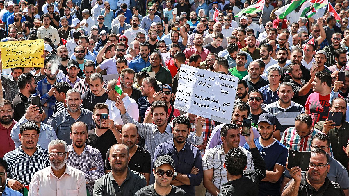 من اضرابات المعلمين في الأردن