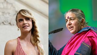 Cara Delevingne and environmental activist Dr Vandana Shiva