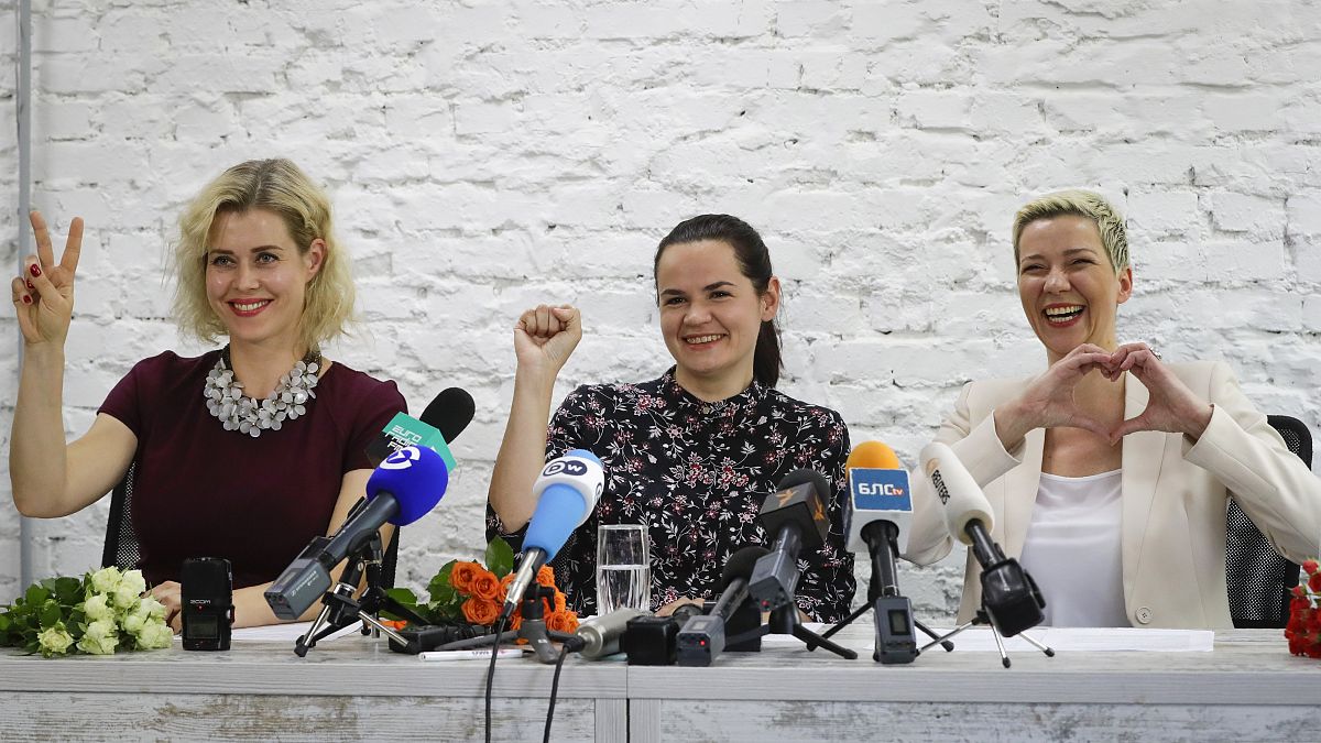 Maria Kolesnikova, Svetlana Tikhanovskaya, Veronika Tsepkalo. 