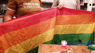 صورة لمثليين خلال إحيائهم "اليوم مجتمع الميم" في تظاهرة سنوية رمزية غير رسمية