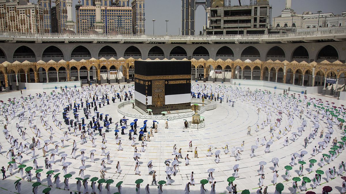 Pilger in Mekka zu Beginn der Wallfahrt Hadsch