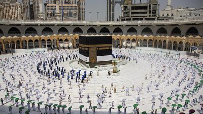 Pilger in Mekka zu Beginn der Wallfahrt Hadsch