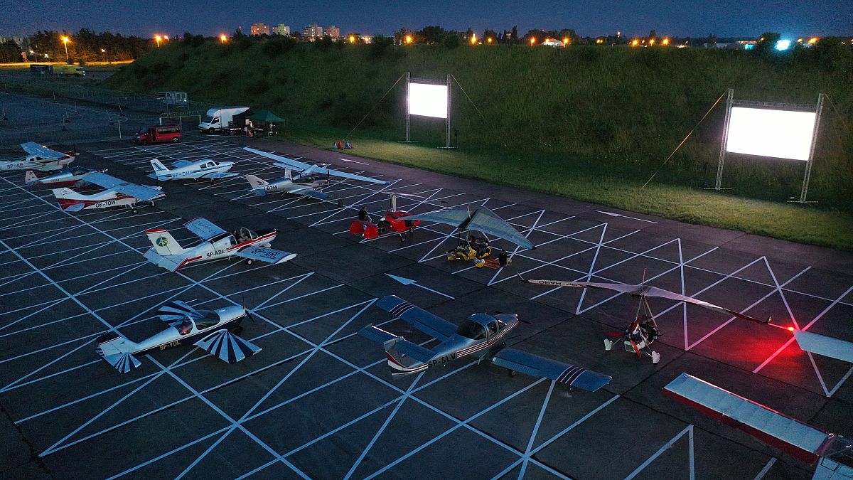 The fly-in film screening at the Aeroclub Ziema Pila, Poland.