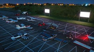The fly-in film screening at the Aeroclub Ziema Pila, Poland.