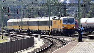 A RegioJet nyitójáratának érkezése a Kelenföldi pályaudvaron 2020. július 31-én.