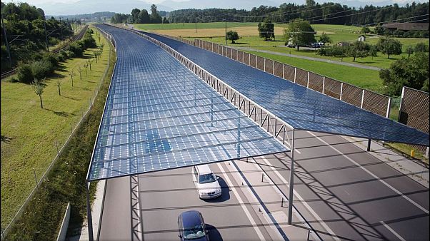 Solar panel on the highway Solar panel on the highway