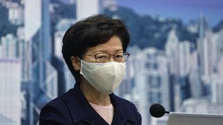 Hong Kong Chief Executive Carrie Lam speaks during a news conference in Hong Kong, Friday, July 31, 2020.
