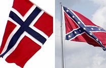 The Norwegian flag has the same colours as the Confederate flag, but the patterns and symbols are different.