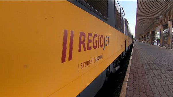 Composição da Regiojet que ligou pela primeira vez Budapeste a Praga Composição da Regiojet que ligou pela primeira vez Budapeste a Praga