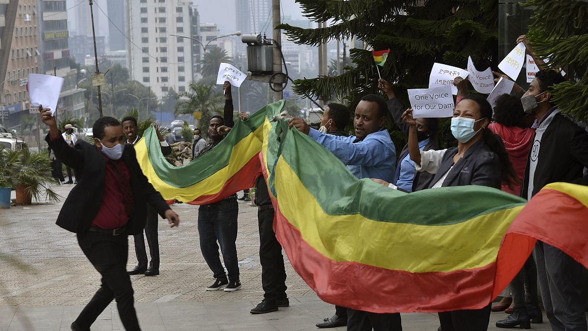 Ethiopians celebrate the progress made on the Nile dam