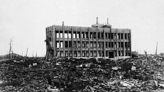 Hiroşima'da atom bombası atıldıktan birkaç gün sonra çekilen bir fotoğraf. Ağustos 1945.
