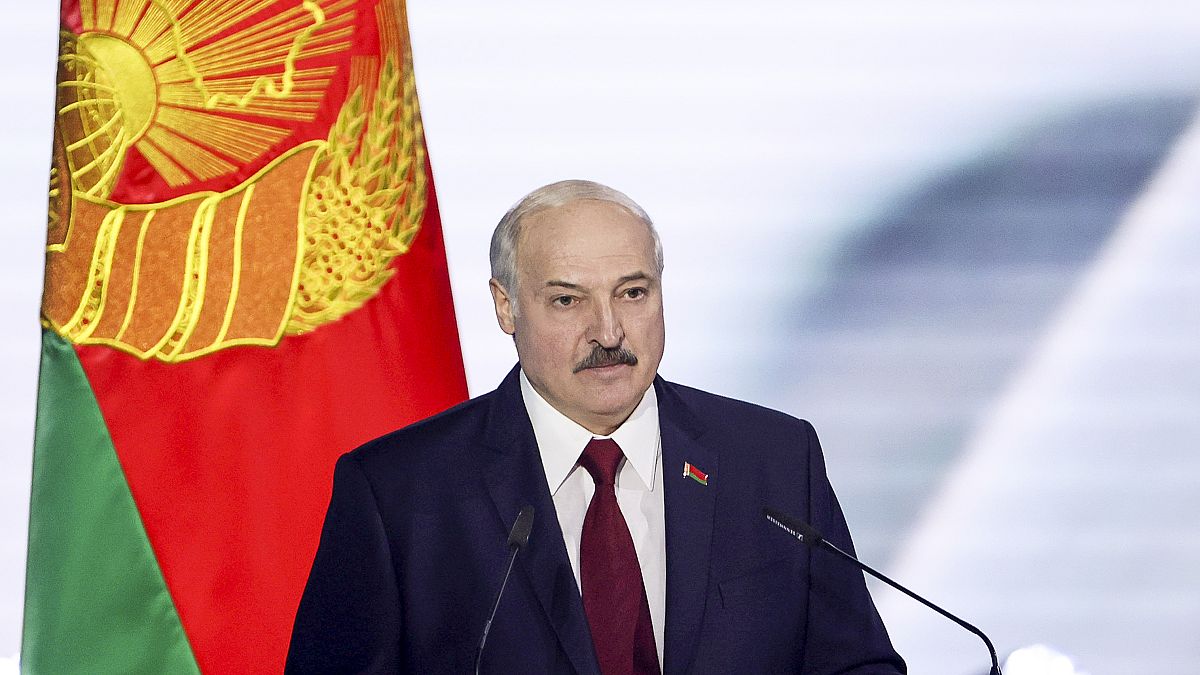 Belarus President Alexander Lukashenko delivers his speech during a state-of-the-nation address ahead of Sunday's election in Minsk, Belarus, Tuesday, Aug. 4, 2020.