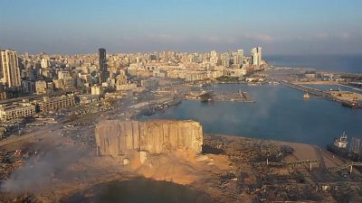 Aterrador aspecto del puerto de Beirut tras la explosión de nitrato de amonio