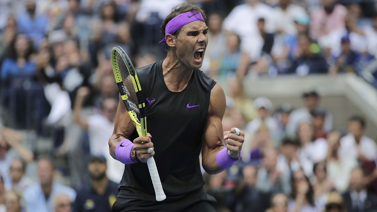 Rafael Nadal performing in US Open 2019