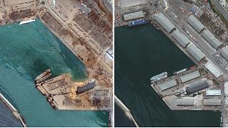 Comparable satellite imagery shows the scale of destruction
