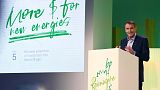 BP CEO Bernard Looney speaks during an event in London on February 12, 2020, where he declared the company's intentions to achieve "net zero" carbon emissions by 2050.